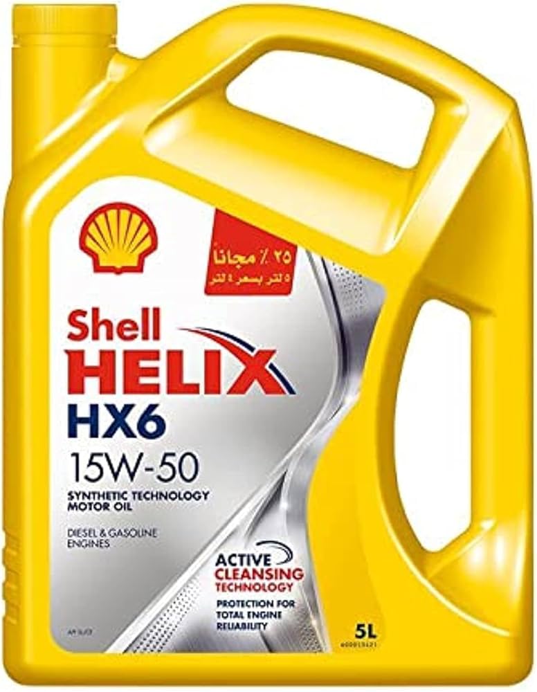 Shell Engine Oil HX6 15W-50 (SL/CF) 5,000 Km 5lt (Yellow) Synthetic Technology Motor Oil 