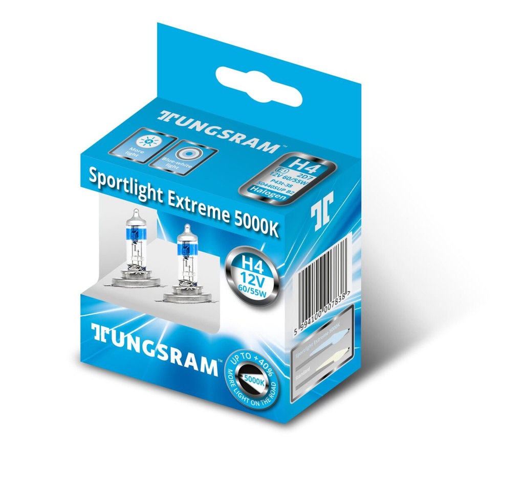 Lamp Kit H4 12V 5000K + 40% [Tungsram]