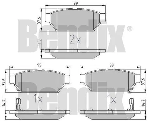 Brake Pads Set Rear Proton Gen 2 [Bendix] (Made in India) (511033)
