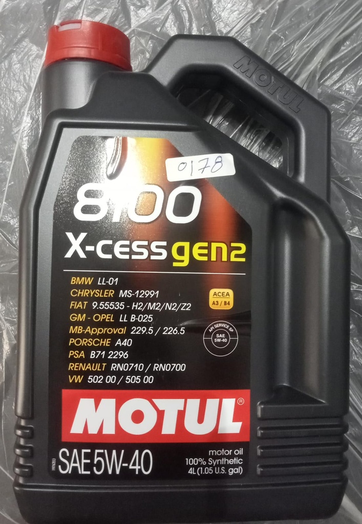 Motul Engine Oil 8100 X-Cess Gen 2 5W-40 4lt (Made in France) 109775