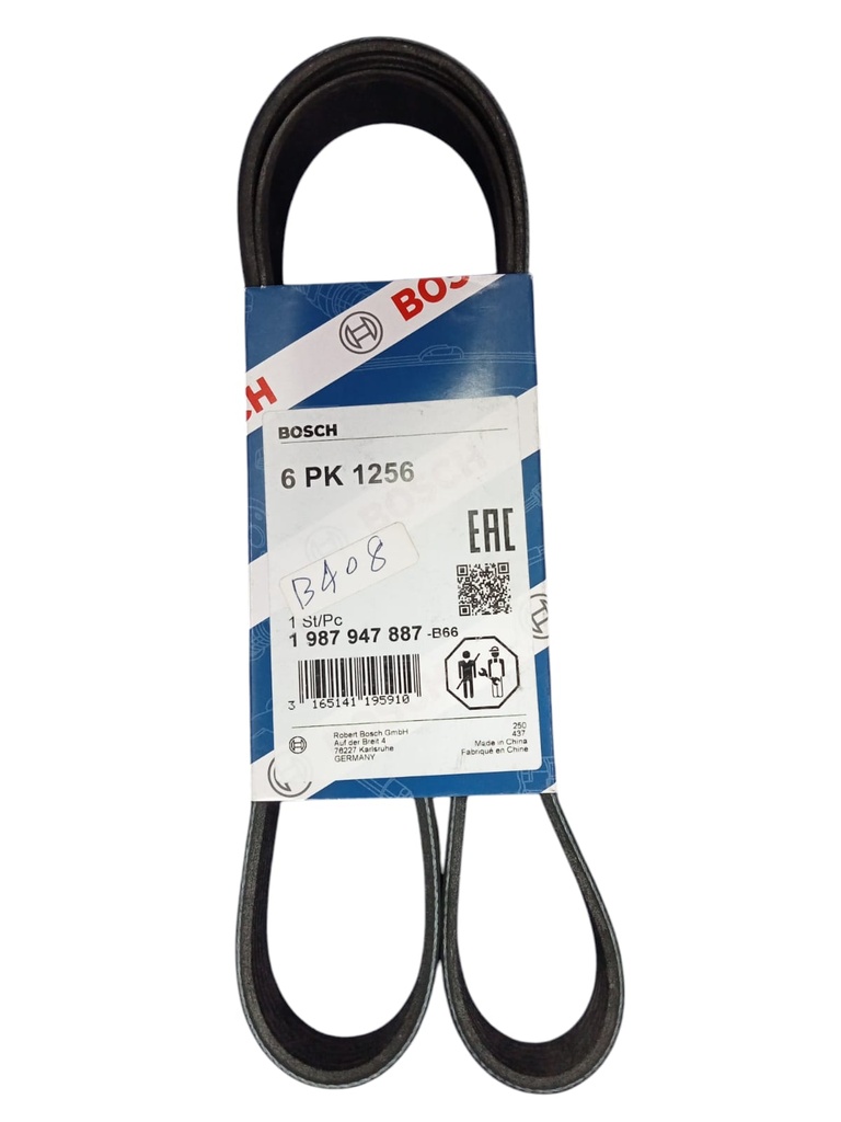 [B408] Belt 6PK1256 Hyundai Elantra HD + MD + Accent RB / Kia Cerato 2015 [Bosch] (Made in China) (1987947887) 