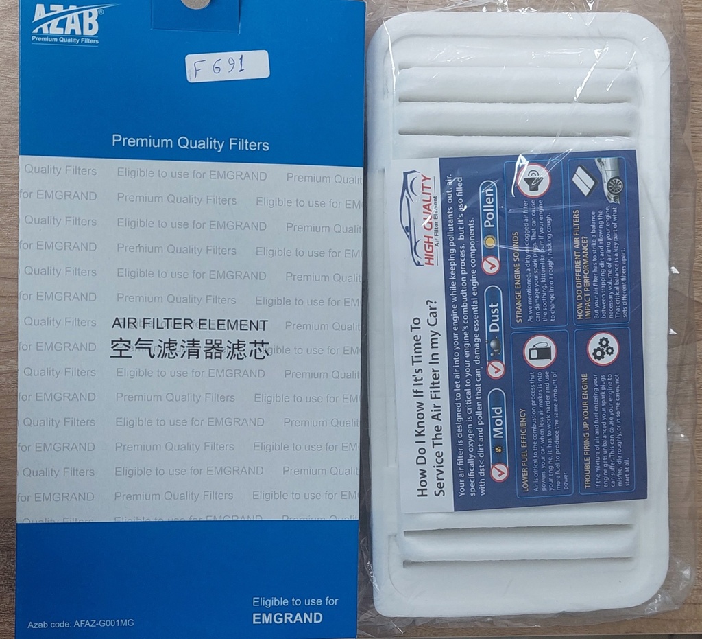 [F691] Air Filter Emgrand / BYD / Corolla 2001 [Azab](made in china)