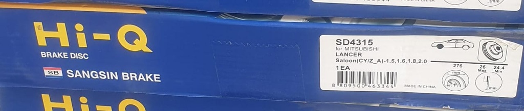 Brake Disc Front Mitsubishi Lancer[HI-Q](RSD4315)(MADE IN CHINA)