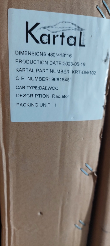 Radiator Chevrolet Aveo Manual - Kartal [KRT-DW102](MADE IN China)