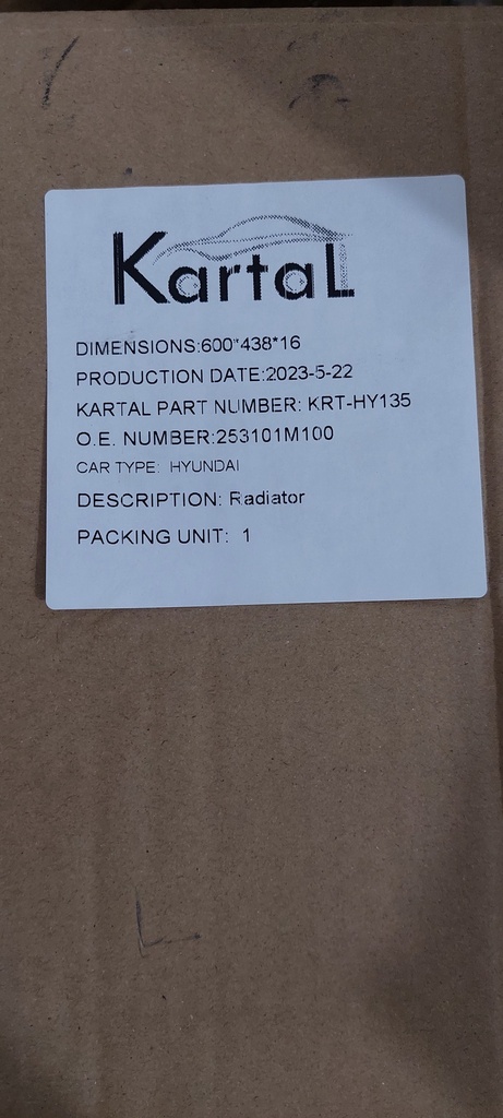 Radiator  Kia Cerato 2010 - Kartal  [KRT-HY135](MADE IN CHINA) 