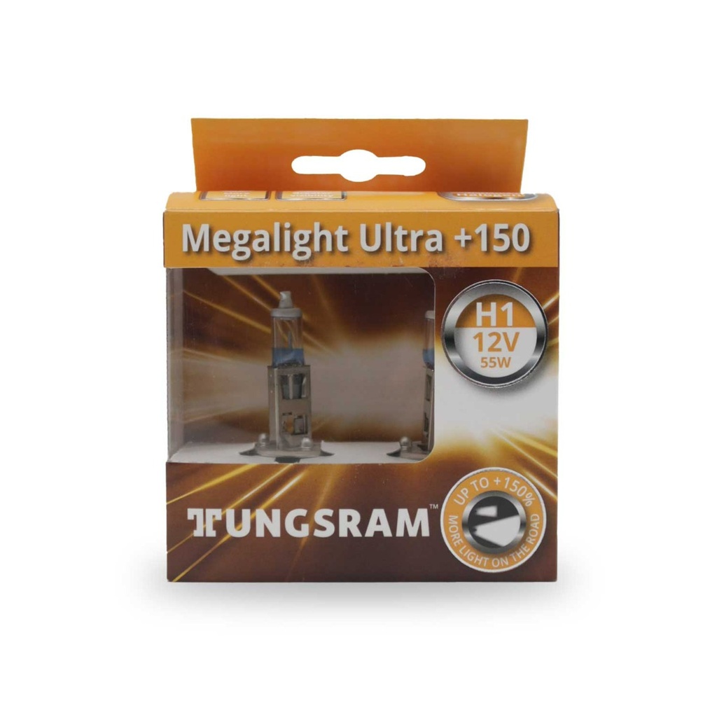 Lamp Halogen Kit Megalight Ultra H1 12V 55W + 150% [Tungsram] (Made in Hungary) (59010NXNU B2) //