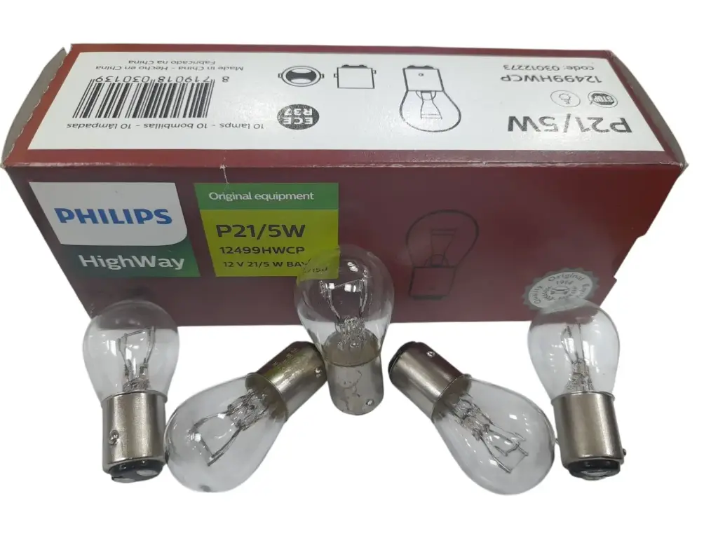 [L412] (CN12499HWCP) بكعب 12 فولت 21/5 وات (فيليبس) صينى P21/5W لمبة 2 بول