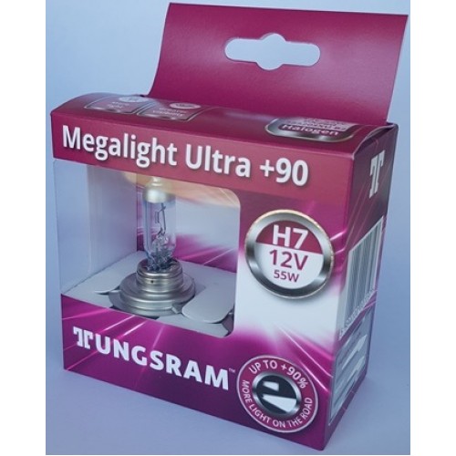 Lamp Halogen Kit Megalight Ultra H7 12V 55W + 90% [Tungsram] (Made in Hungary) //