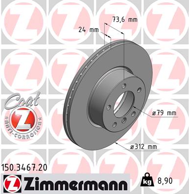 Brake Disc Front BMW E90 [ZIMMERMANN] (Made in Germany) (720)
