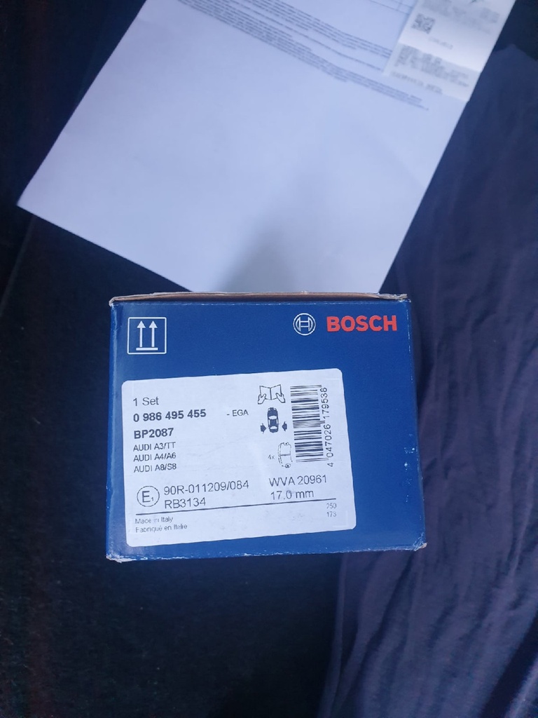 [P123] Brake Pads Set Rear Skoda Octavia A4 + A5 [Bosch] (Made in Italy) (0986495455)