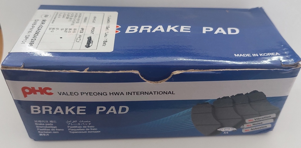 Brake Pads Set Front Nissan Sunny N17 / Renault Duster [PHC Valeo] (Made in Korea) (BPE6019)