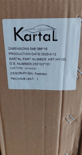 [CO118] Radiator Hyundai New Elantra MD - Kartal [KRT-HY133](MADE IN CHINA)