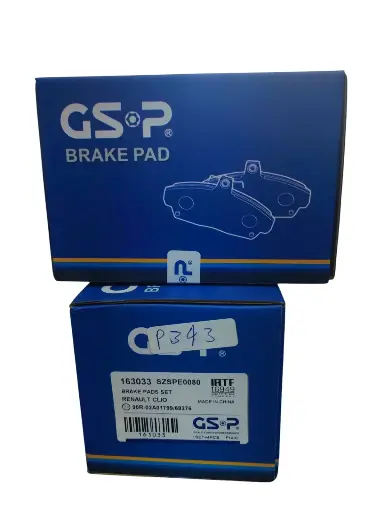 [P343] Brake Pads Set Front with spring Renault Logan 2007/2011 + Clio 1.2 [GSP] (Made in China) (163033)